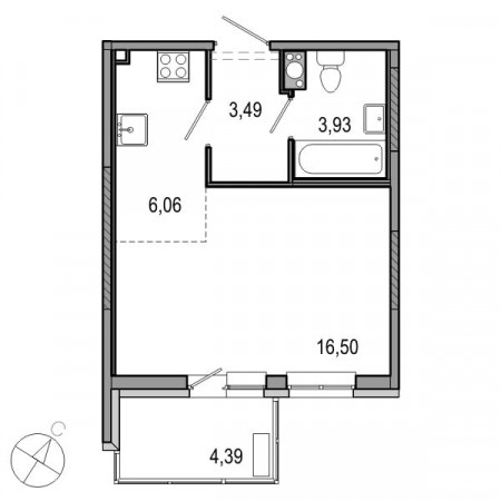 Студия 29.98 м²