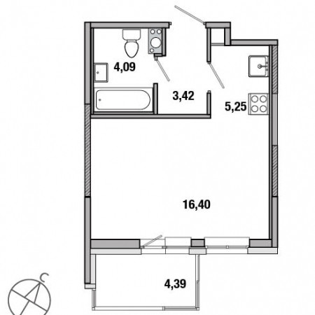 Студия 29.16 м²