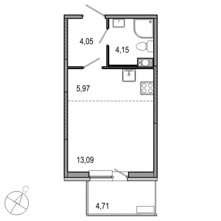 Студия 27.26 м²